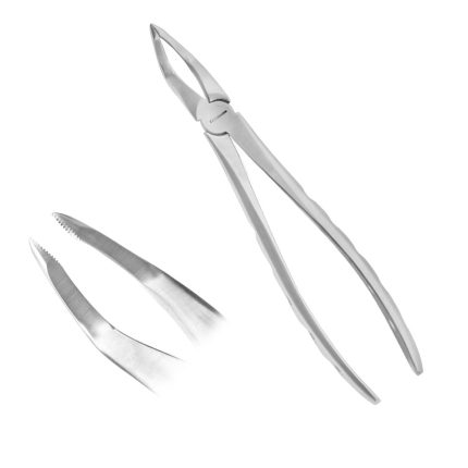 Bayonet Upper Roots Forceps – Micro Serrated Edges